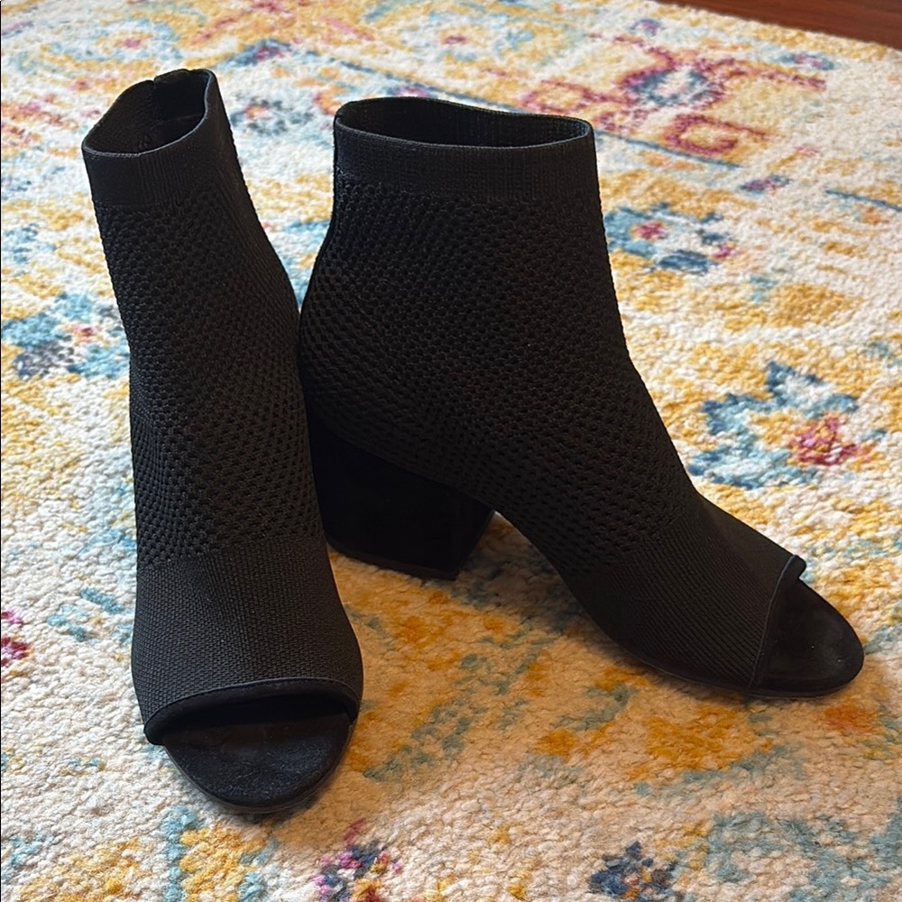 Eileen Fisher Black Peep Toe Booties